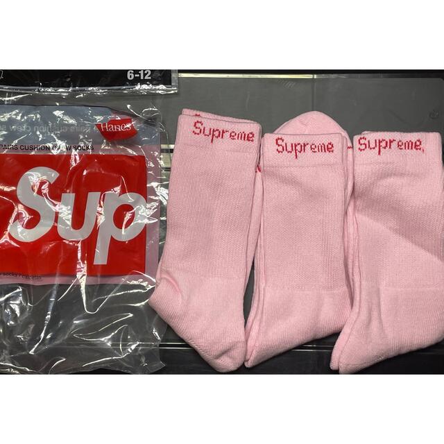 supremeソックス　靴下3セット　ピンク　ヘインズ