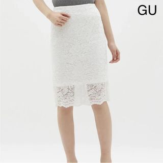 ジーユー(GU)の♡美品♡ GU ジーユー　レースタイトスカート　白 レース　スカート　XL(ひざ丈スカート)