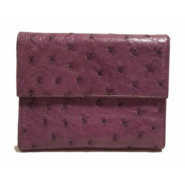 PRADA - 美品 プラダ 財布 三つ折り オーストリッチ レザー 三 PRADA - 美品 プラダ 財布 三つ折り オーストリッチ レザー 三