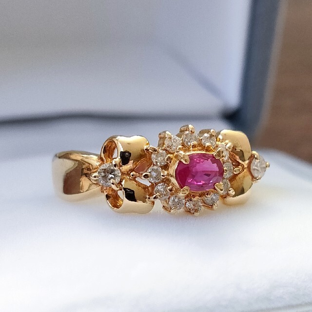 ダイヤモンド×ルビー リング K18YG 0.37ct 0.35ct 3.2g