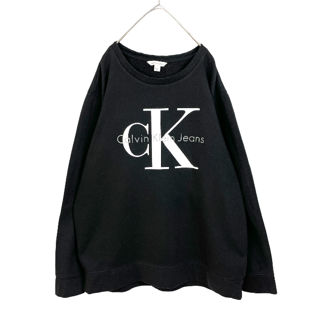 Calvin Klein(カルバンクライン)のUSA古着 CK カルバンクライン スウェット トレーナー ビッグロゴ 黒 L メンズのトップス(スウェット)の商品写真