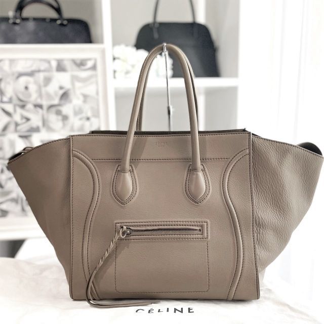 おしゃれ】 celine セリーヌ ラゲージ ファントム グレージュ レザー