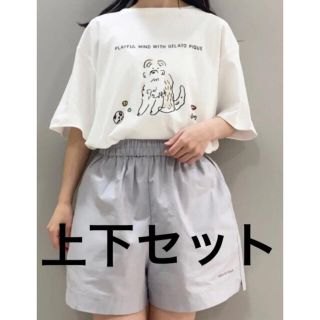 ジェラートピケ(gelato pique)のジェラートピケ DOGワンポイントＴシャツ& シャンブレーショートパンツ(ルームウェア)