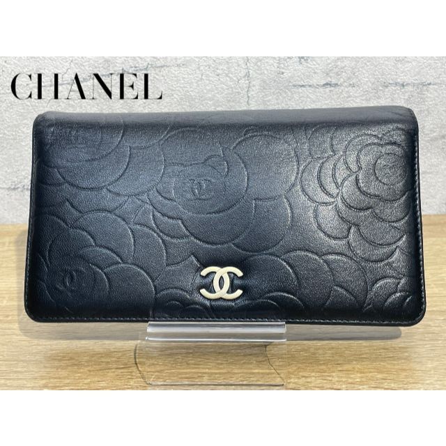 CHANEL シャネル カメリア 二つ折り 財布 ココマーク ブラック