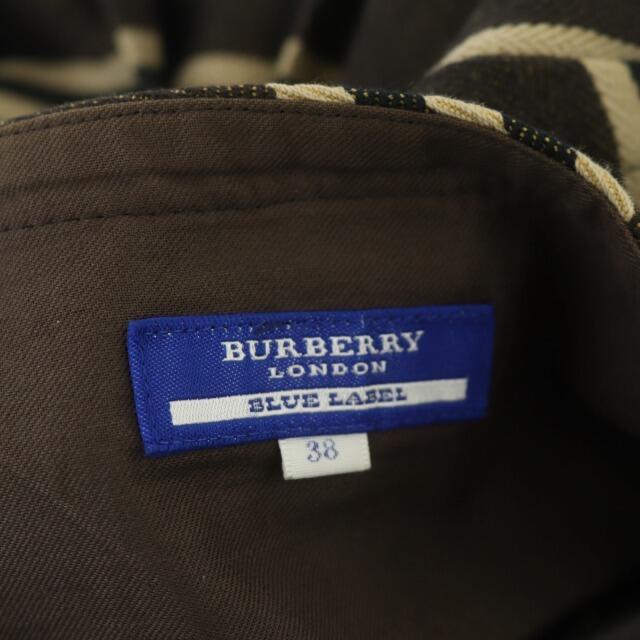 BURBERRY BLUE LABEL(バーバリーブルーレーベル)のバーバリーブルーレーベル ボックスプリーツスカート フレア 膝丈 マルチボーダー レディースのスカート(ひざ丈スカート)の商品写真