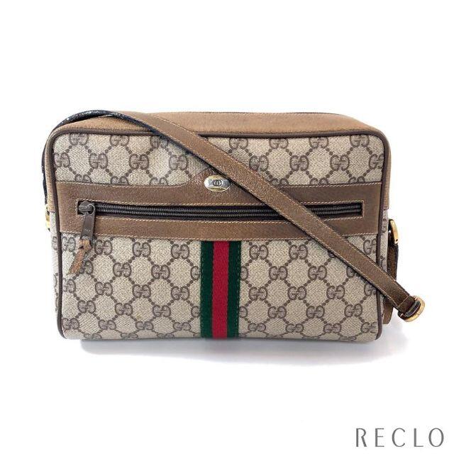 Gucci - オールドグッチ ショルダーバッグ PVC レザー ベージュ マルチ