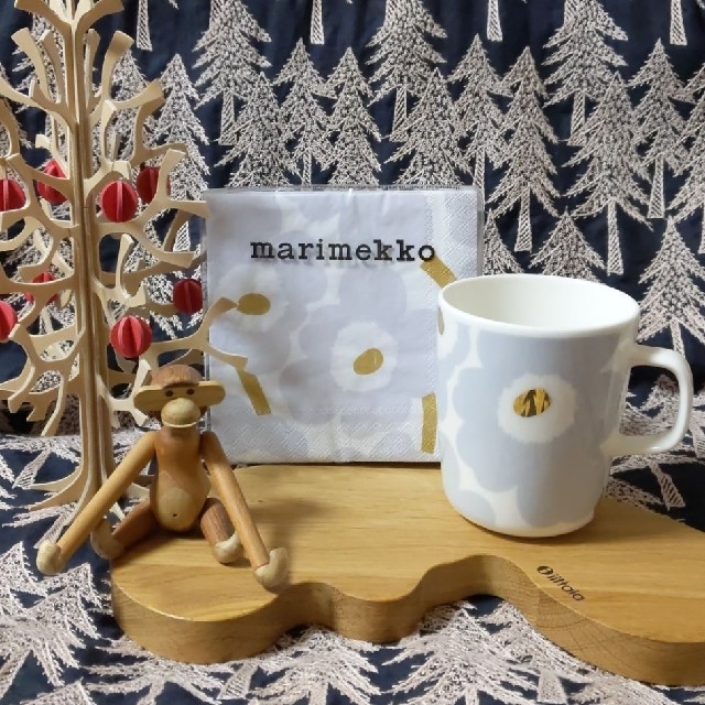 marimekko アイシーグレー ウニッコマグカップ＆ペーパーナプキン