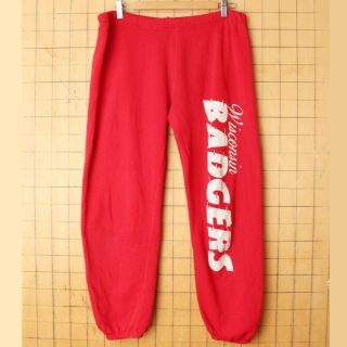 70s80s USA製ARTEX プリントスウェットパンツ レッドM ss100(その他)