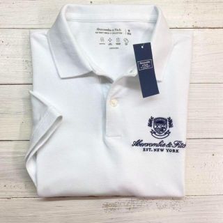 アバクロンビーアンドフィッチ(Abercrombie&Fitch)の新品【メンズXXL】★アバクロ★ストレッチ素材！ロゴ刺しゅう半袖ポロシャツ/白(ポロシャツ)