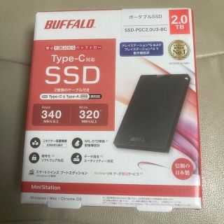 バッファロー(Buffalo)のBUFFALO 外付けSSD SSD-PGC2.0U3-BC(PC周辺機器)