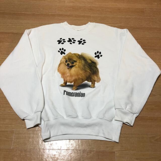 90s00s Pomeranian ポメラニアン 犬 プリント スウェット Ｓ