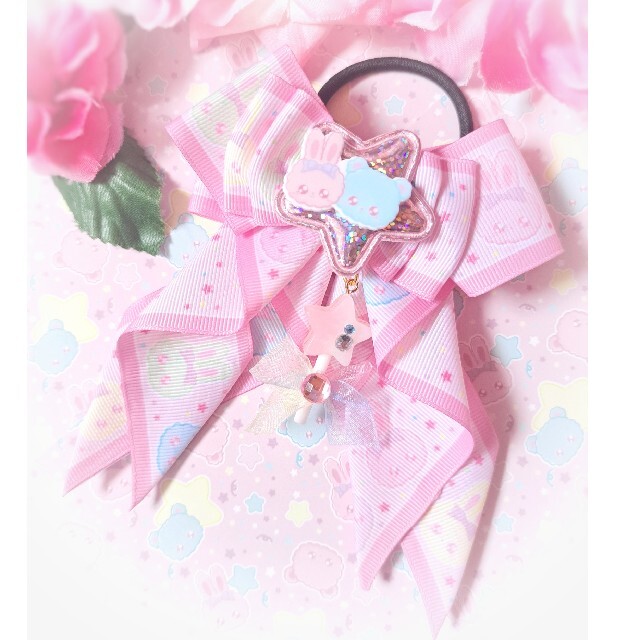 コメントオーダー♡ななうさ♡ななくま♡コンジュリボンヘアゴム ヘア ...