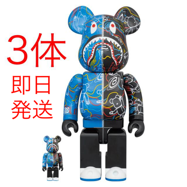 BE@RBRICK(ベアブリック)のBAPE BE@RBRICK LINE CAMO SHARK 100％ 400％ エンタメ/ホビーのフィギュア(その他)の商品写真