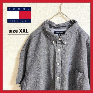 トミーヒルフィガー(TOMMY HILFIGER)の90s 古着 トミーヒルフィガー 半袖シャツ 刺繍ロゴ ゆるダボ XXL(シャツ)