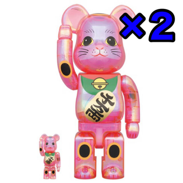 BE@RBRICK 招き猫 桃色透明メッキ 100％ & 400％ 2セット