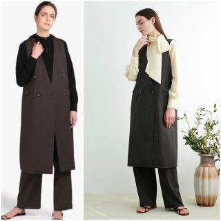 Theory luxe 22ss ロングジレ 335ベージュ