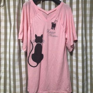 KNOW BEANS ノービーンズ/ねこ柄　ロングTシャツ