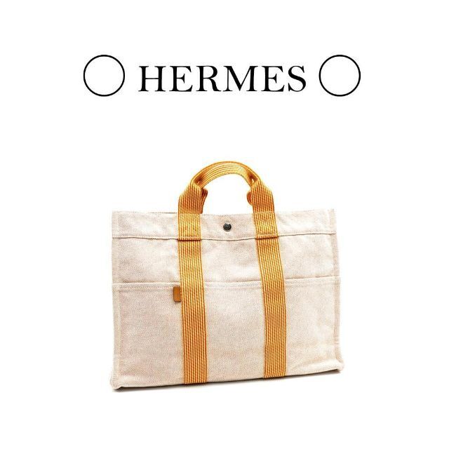 外6内1✔付属品【美品】HERMES エルメス　ニューフールトゥMM　トートバッグ　オレンジ　A