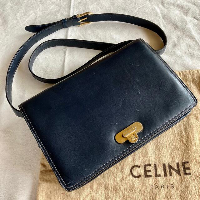 celine(セリーヌ)のCELINE オールドセリーヌ トリオンフ レザー ショルダーバッグ ネイビー レディースのバッグ(ショルダーバッグ)の商品写真