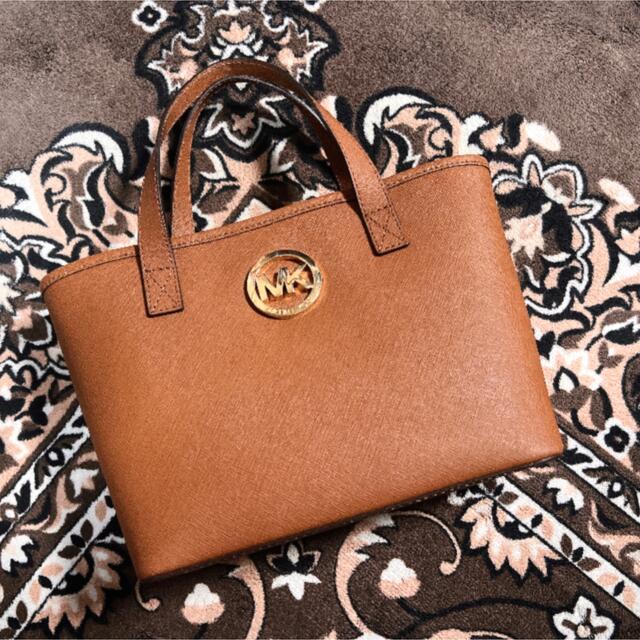 Michael Kors(マイケルコース)の☆新品☆マイケルコース  ミニトートバッグ・ハンドバッグ☆ブラウン本革 レディースのバッグ(トートバッグ)の商品写真