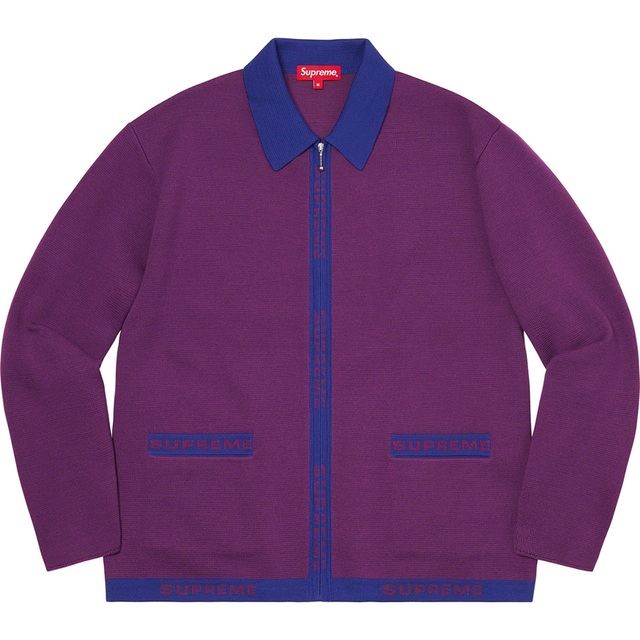 カーディガンsupreme   logo trim zip up cardigan 21ss