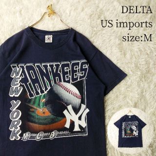 デルタ(DELTA)の一点物US輸入★半袖Tシャツ DELTA ニューヨークヤンキース MLB 濃紺(Tシャツ/カットソー(半袖/袖なし))