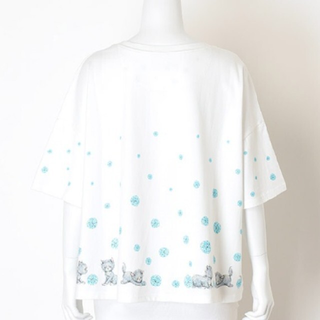 franche lippee(フランシュリッペ)のフランシュリッペはじっこポンポンキャットＴ【Ｍサイズ】 レディースのトップス(Tシャツ(半袖/袖なし))の商品写真