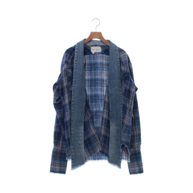 GREG LAUREN カジュアルシャツ 1(S位) 青x赤(チェック)なし光沢