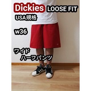 ディッキーズ(Dickies)のディッキーズ ハーフパンツ ショートパンツ 短パン レッド 赤色 w36 XL(ショートパンツ)