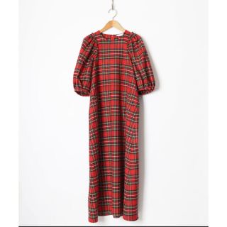 ホリデイ(holiday)のHOLIDAY WOOL CHECK PUFF DRESS ウールチェックパフ(ロングワンピース/マキシワンピース)