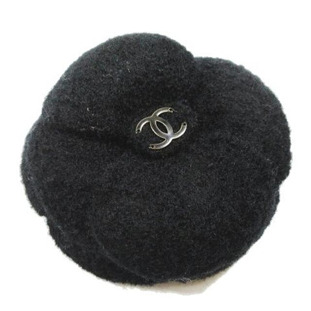 シャネル CHANEL コサージュ カメリア ココマーク ツイード 黒 シャネル CHANEL コサージュ カメリア ココマーク ツイード 黒