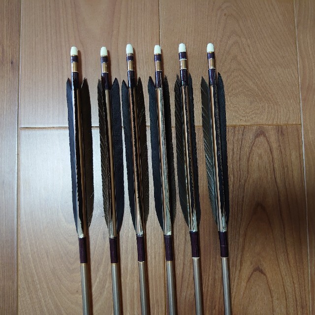 中古】弓道 ジュラルミン製矢1913 95cm 6本 ジュラ矢 黒鷲羽根の 中古】弓道 ジュラルミン製矢1913 95cm 6本 ジュラ矢 黒鷲羽根の