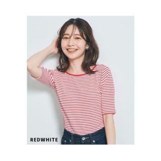 ベースメント(BASEMENT)の【新品未使用】バックオープンTシャツ　レッド×ホワイト　完売品(Tシャツ(半袖/袖なし))