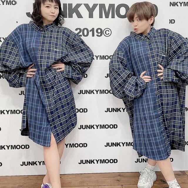 新品☆JUNKYMOOD☆JUNKY MOOD☆オーバーサイズチェックシャツ - シャツ