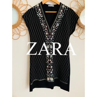 ザラ(ZARA)の美品　ZARA ザラ　ワンピース　ひざ丈ワンピース　花柄　チェック　人気　完売(ひざ丈ワンピース)