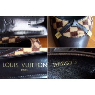 LOUIS VUITTON ルイヴィトン ダミエ ハラコ パンプス 靴 38号