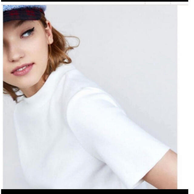 ZARA(ザラ)のザラ　ソフトタッチハイネックTシャツ　ホワイト メンズのトップス(Tシャツ/カットソー(半袖/袖なし))の商品写真