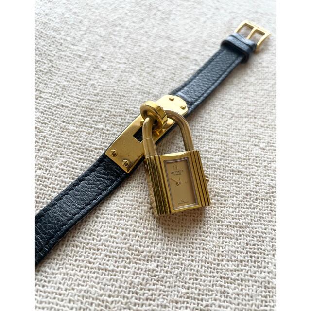 HERMES エルメス ブラック×ゴールド ケリー 腕時計