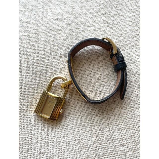 HERMES エルメス ブラック×ゴールド ケリー 腕時計