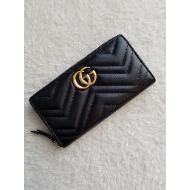 GUCCI グッチ GGマーモント レザー ラウンドファスナー 長財布 - www