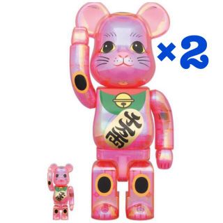 メディコムトイ(MEDICOM TOY)のベアブリック　招き猫　桃色　100 400(フィギュア)