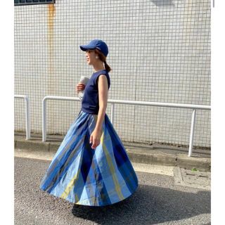 Taffeta check A line sk  チェック　Aライン　スカート(ロングスカート)