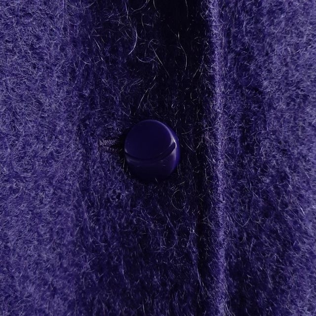 コート☆モヘア　モヘヤ　ウール　レトロ　日本製　おしゃれ　紫　大きめ　15号 レディースのジャケット/アウター(ロングコート)の商品写真
