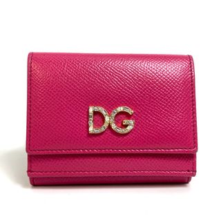 ドルチェアンドガッバーナ(DOLCE&GABBANA)のドルチェアンドガッバーナ DOLCE&GABBANA DGラインストーン ドルガバ コンパクトウォレット 3つ折り財布 レザー ピンク(財布)