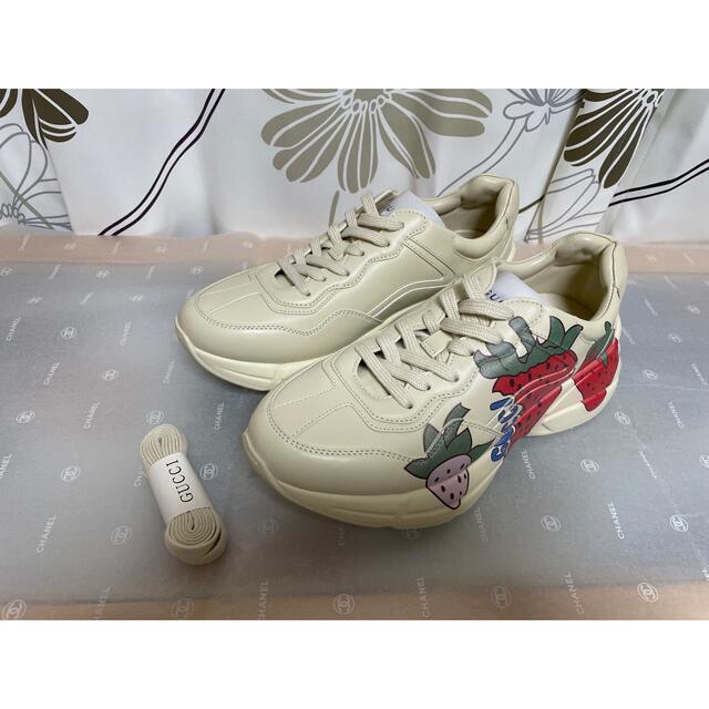 激安 Gucci - ライトンレザースニーカー サイズ ストロベリー(いちご