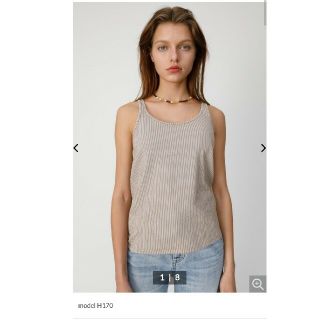 マウジー(moussy)の新品MOUSSY 細ストライプ柄タンクトップ ベージュ×ホワイト F(タンクトップ)