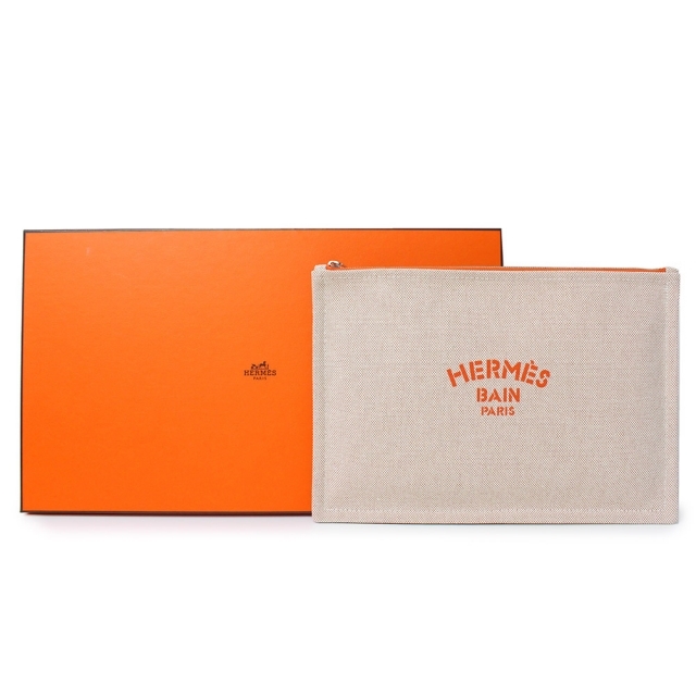 未使用品】HERMES エルメス ヨッティングGM フラットポーチ オレンジ