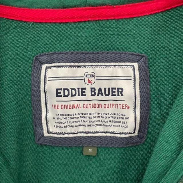 【人気カラー】Eddie Bauer メンズ パーカー M 緑 ボーダー