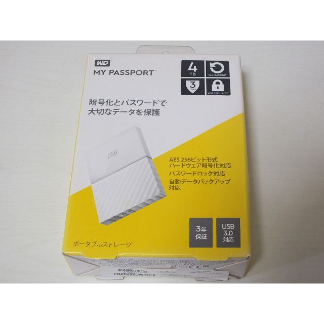 新品 WD 4TB 外付けポータブルHDD WDBYFT0040BWT-JESN