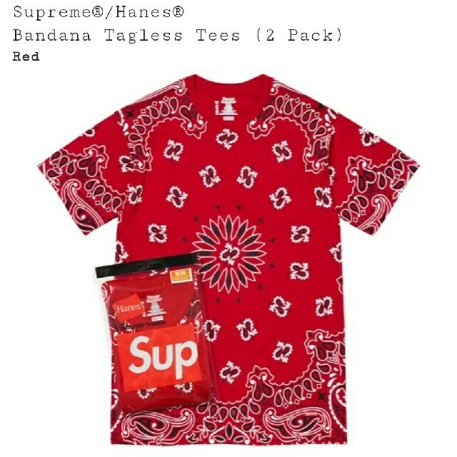 Tシャツ/カットソー(半袖/袖なし)Supreme Hanes Bandana Tagless Tees Red